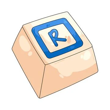 Illustration of square keycap displaying the letter R Stock Illustration
