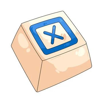 Illustration of square keycap displaying the letter X Stock Illustration