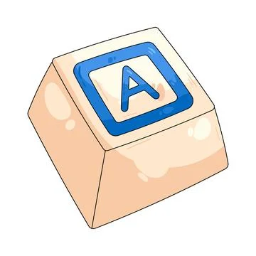 Illustration of square keycap featuring the letter A Stock Illustration