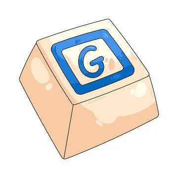Illustration of square keycap featuring the letter G Stock Illustration