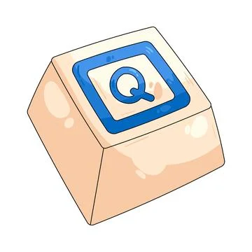 Illustration of square keycap featuring the letter Q Stock Illustration