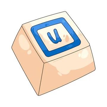 Illustration of square keycap featuring the letter U Stock Illustration