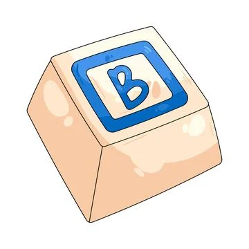 Illustration of square keycap marked with the letter B Stock Illustration