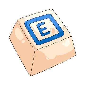Illustration of square keycap marked with the letter E Illustrazione stock