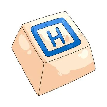Illustration of square keycap marked with the letter H 스톡 일러스트