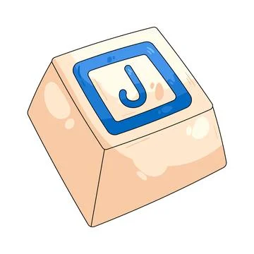 Illustration of square keycap marked with the letter J Stock Illustration