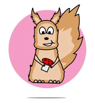 Illustration of a squirrel with pink circle background イラスト素材