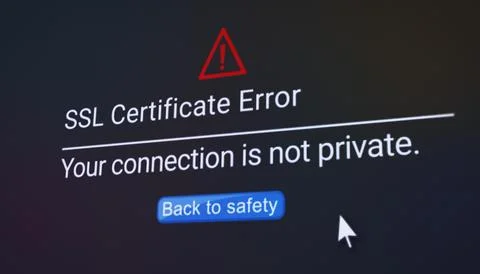 Illustration of SSL certificate error on a website. Stock Illustration