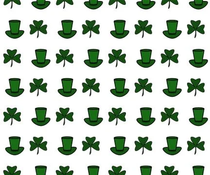 Illustration of a St. Patrick Day Background. Seamless pattern with clover an Stock Illustration