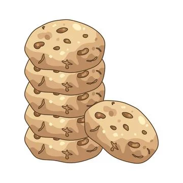 Illustration of stack of chocolate chip cookies Stock Illustration