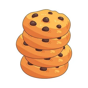 Illustration of stack of chocolate chip cookies Stock Illustration