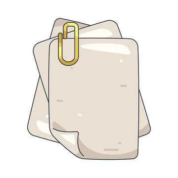 Illustration of stack of documents with a paperclip Illustrazione stock