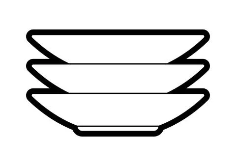 Illustration of stack of plates. Stylized kitchen utensil item. Illustrazione stock