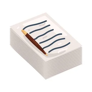 Illustration of Stacked documents with a pen Stockillustratie