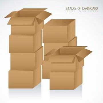 Illustration of stacks of cardboard boxes, cardboard texture, vector Stock Illustration