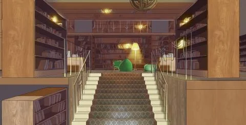 Illustration of a staircase in library Stock Illustration