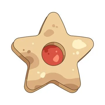 Illustration of star shaped cookie with red jam filling Stock Illustration