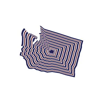 Illustration of State map with lines in red, blue and white colors Stock Illustration