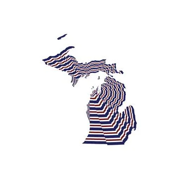 Illustration of State map with lines in red, blue and white colors Stock Illustration