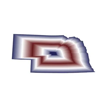 Illustration of the State map with red, blue and white color gradients Stock Illustration