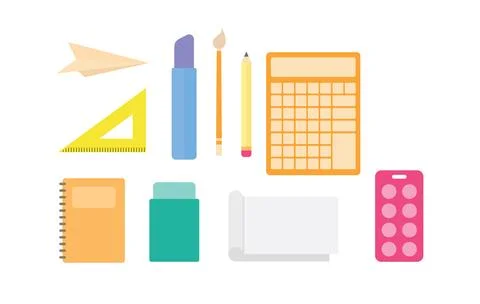 Illustration stationery tool class student set isolated 스톡 일러스트