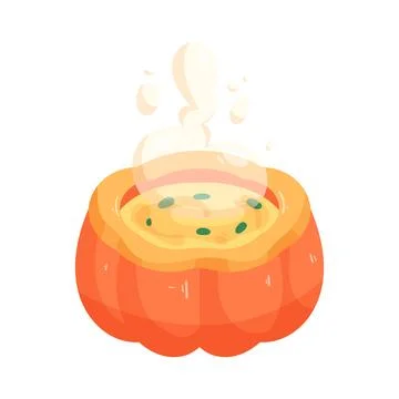 Illustration of Steaming pumpkin soup Stock Illustration