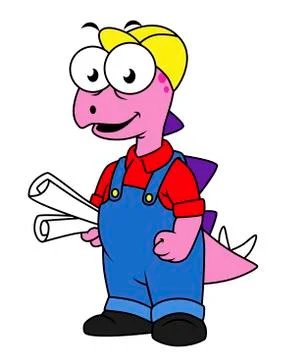 Illustration of a Stegosaurus construction worker. Illustrazione stock