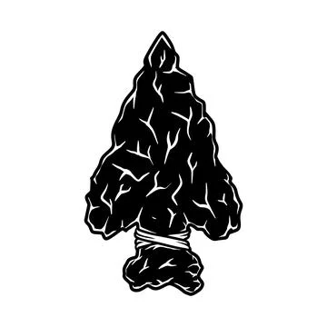 Illustration of stone arrowhead. Design element for poster, card, banner, l.. Stock Illustration