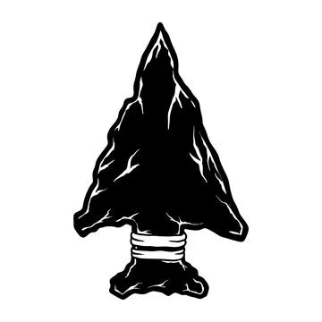 Illustration of stone arrowhead. Design element for poster, card, banner, l.. Stock Illustration