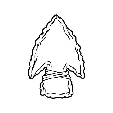 Illustration of stone arrowhead. Design element for poster, card, banner, l.. Stock Illustration