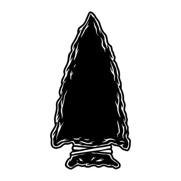 Illustration of stone arrowhead. Design element for poster, card, banner, l.. Stock Illustration