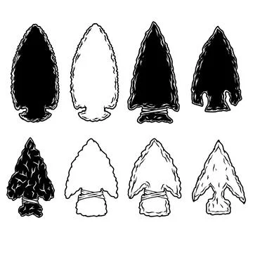 Illustration of stone arrowhead. Design element for poster, card, banner, l.. Stock Illustration