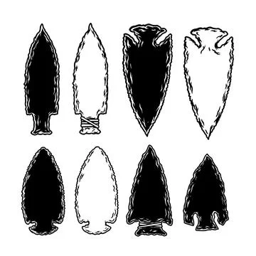 Illustration of stone arrowhead. Design element for poster, card, banner, l.. Stock Illustration