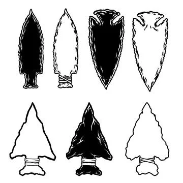 Illustration of stone arrowhead. Design element for poster, card, banner, l.. Stock Illustration