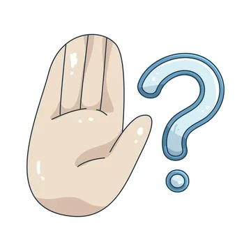 Illustration of stop hand with a question mark Stock Illustration