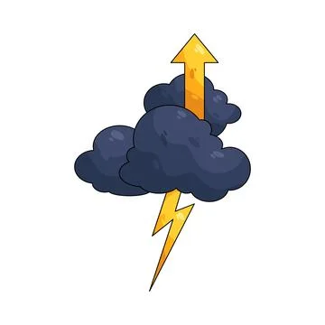 Illustration of storm cloud with a lightning arrow upward Stock Illustration