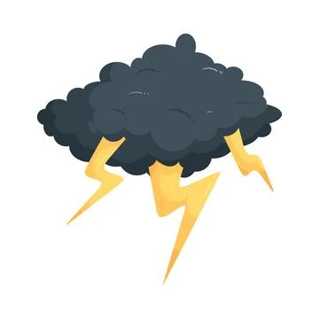 Illustration of storm cloud with lightning bolts 스톡 일러스트