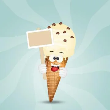 Illustration of stracciatella ice cream cone Stock Illustration