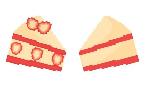 Illustration of strawberry cake with pixel theme Illustrazione stock