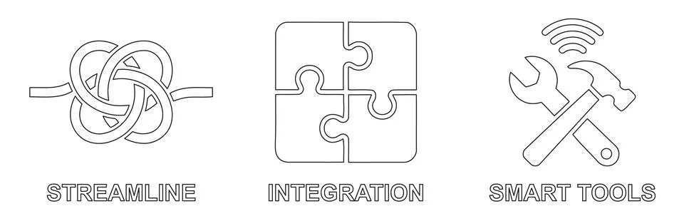 Illustration of Streamlining, Integration, and Smart Tools Stock Illustration