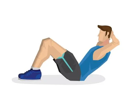 Illustration of a strong man exercising. Stock Illustration