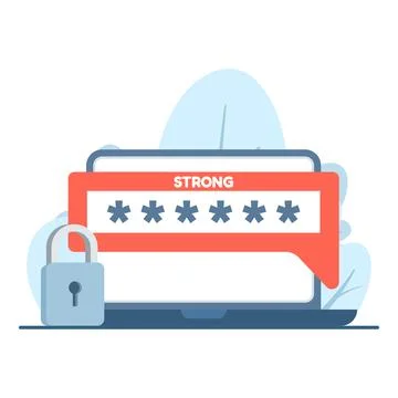 Illustration of strong password security, featuring secure login. Stock Illustration