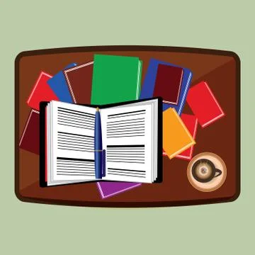 Illustration of study desk Stock Illustration