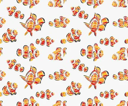 Illustration style pattern with clownfish theme Stock Illustration