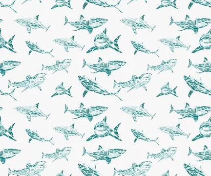 Illustration style pattern with shark theme Stock Illustration