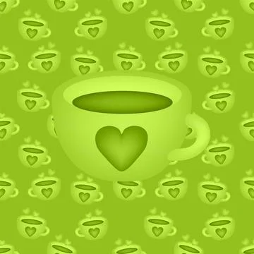 An illustration of a stylish seamless pattern of a cup. Stock Illustration