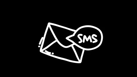 Illustration of a stylized envelope with an SMS speech bubble, representing.. Stock Footage 320023065