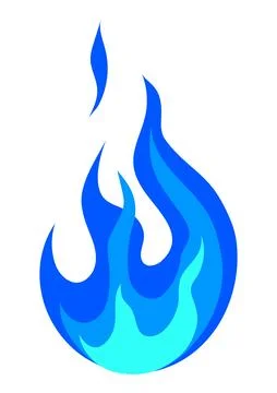 Illustration of stylized fire or flame. Burning blue magic fire or bonfire. 库存插图