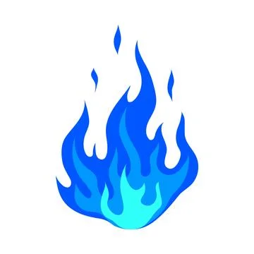 Illustration of stylized fire or flame. Burning blue magic fire or bonfire. Stock Illustration