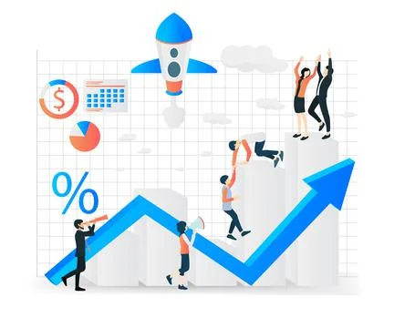 Illustration of a successful rocket launch Stock Illustration